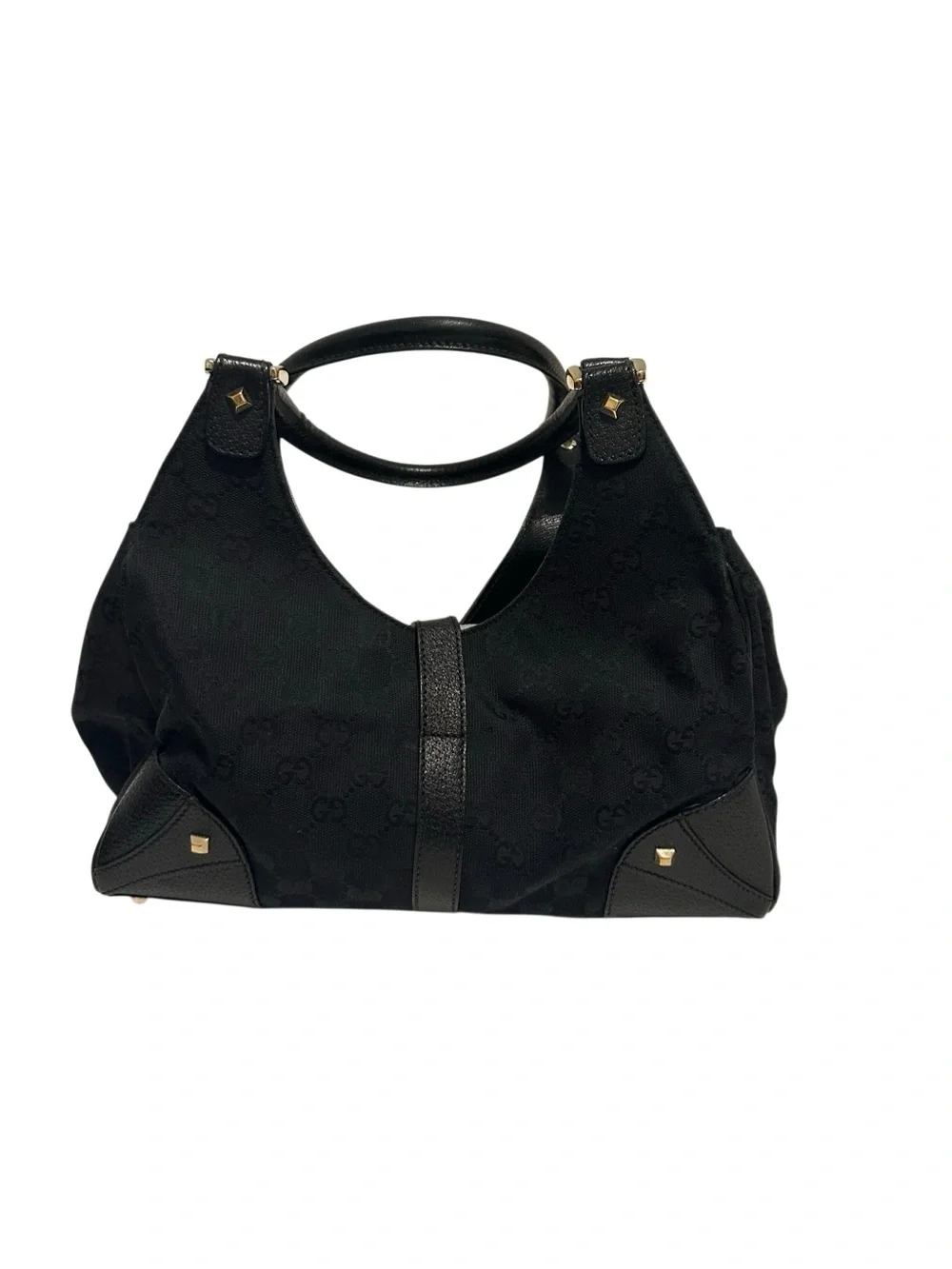 Gucci Black GG Jacquard Jackie Shoulder Bag with Gold Piston Lock - Picture 2 of 14